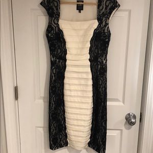 Jax black and white lace sheath dress